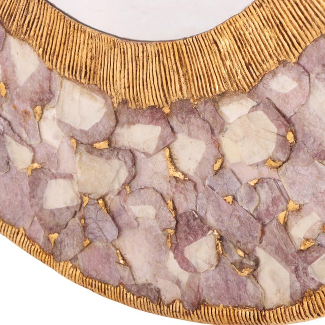 2000 - 2009 Large Violet Mica and Gilt Resin Convex Wall Mirror, Contemporary For Sale - Image 5 of 5