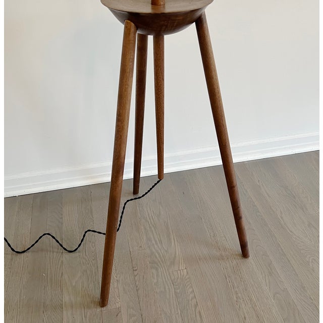 BDDW Tripod Floor Lamp in Claro Walnut With Black Linen Shade For Sale - Image 9 of 10