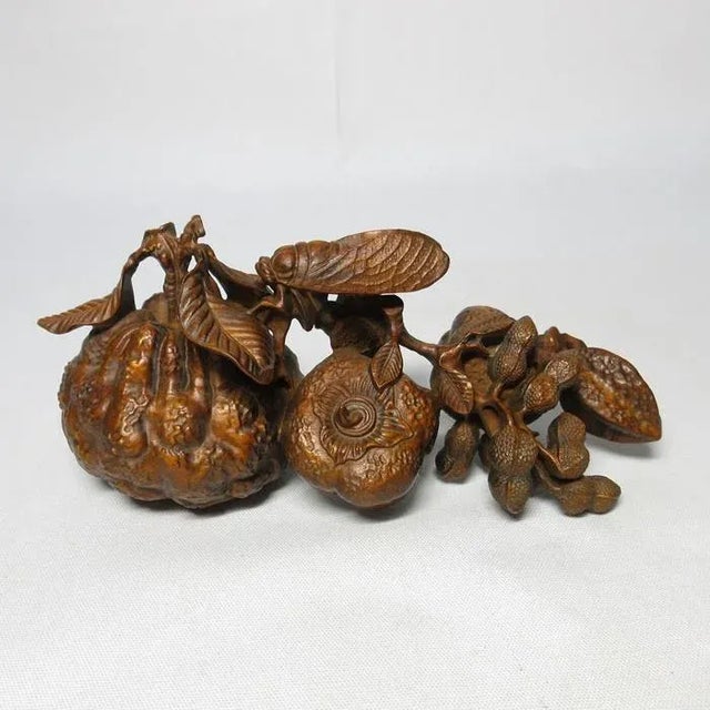 Japanese Japanese Shōwa Carved Boxwood Okimono With Cicada For Sale - Image 3 of 11