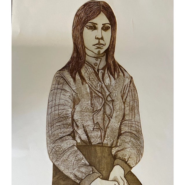 This is a striking original work by the renowned American printmaker Ruth Leaf (19232015). Titled "Seated Girl," this...