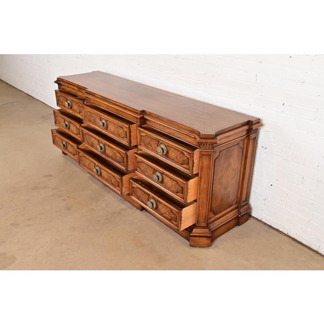 Karges French Regency Louis XVI Burled Walnut Triple Dresser or Credenza For Sale In South Bend - Image 6 of 15