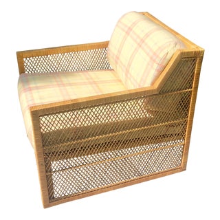 1970s Vintage Ficks Reed Woven Wicker Chair For Sale