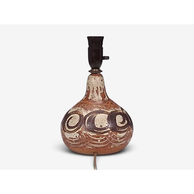 1970s Mid-Century Modern Tingkeramik Følle, Table Lamp, Brown and Cream Stoneware For Sale - Image 9 of 10