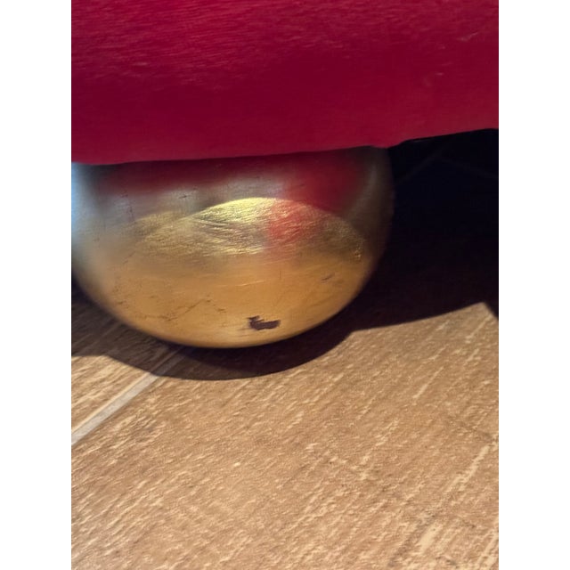 Unique Scroll-End Red Velvet Chaise Lounge in the Style of Bretz Mammut Recamiere For Sale - Image 4 of 10