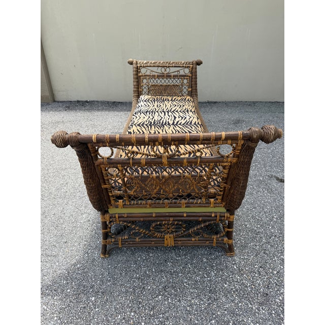 Stunning Vintage Rattan 7' Daybed For Sale - Image 11 of 12