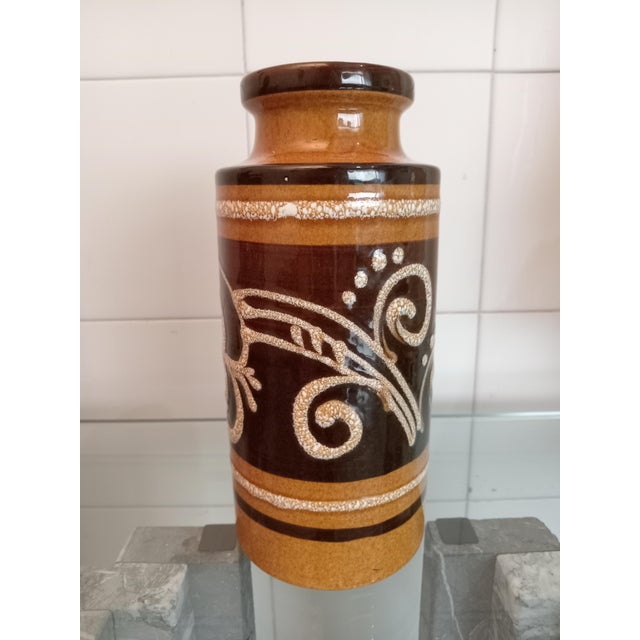 Vase with Flower Decoration from Scheurich Keramik, 1970s For Sale - Image 4 of 6