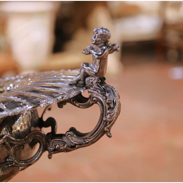 2000 - 2009 French Rococo Style Silver Plated Wine Chiller With Putti Finial Handles For Sale - Image 5 of 8