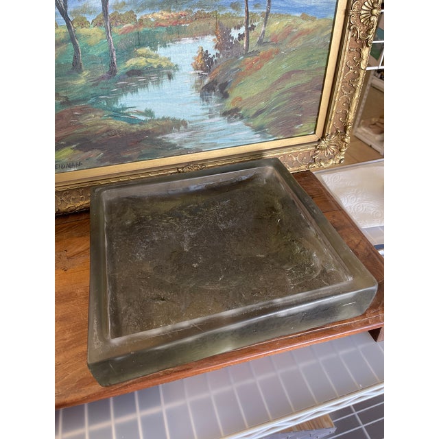 Brutalist Vintage Brutalist Style Cast Glass Block Sculpture With Textured Relief Surface For Sale - Image 3 of 10