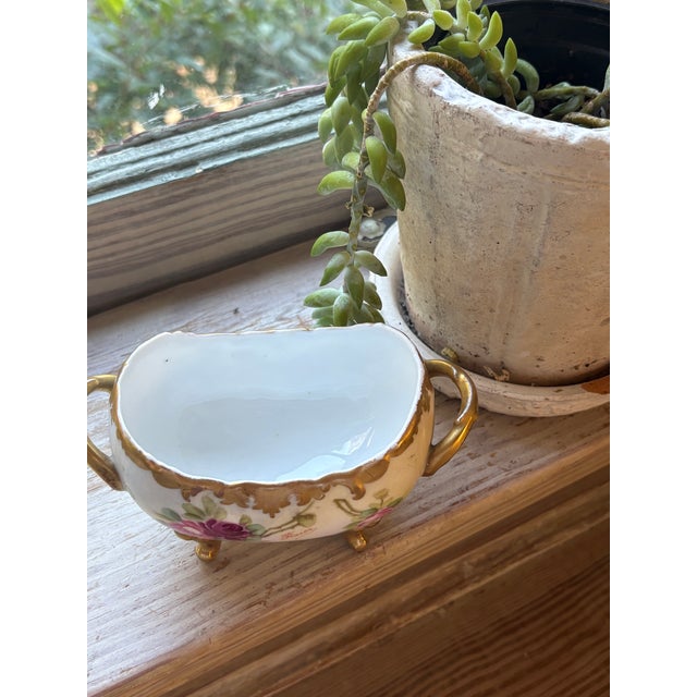 Antique European Porcelain Open Sugar Bowl, Hand-Painted Roses, Signed “Fixier" For Sale In Atlanta - Image 6 of 7