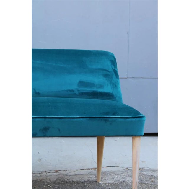 Italian Green Velvet Piccolo Sofa, 1950s For Sale - Image 11 of 12