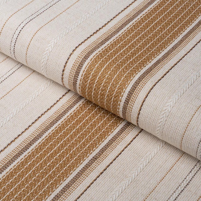 Schumacher Schumacher Idris Stripe Fabric In Ochre For Sale - Image 4 of 5
