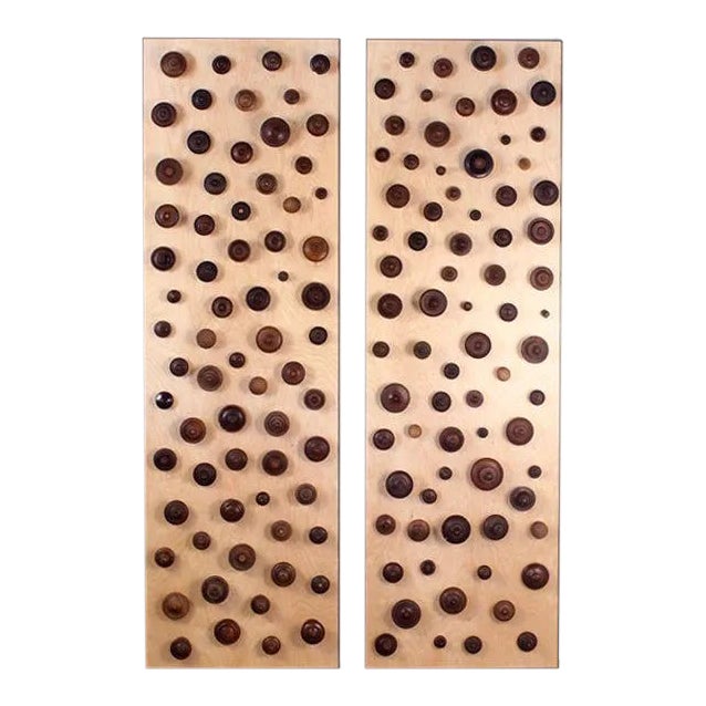Boucliers Decorative Turned Wood Panels by Eric Thévenot - a Pair For Sale