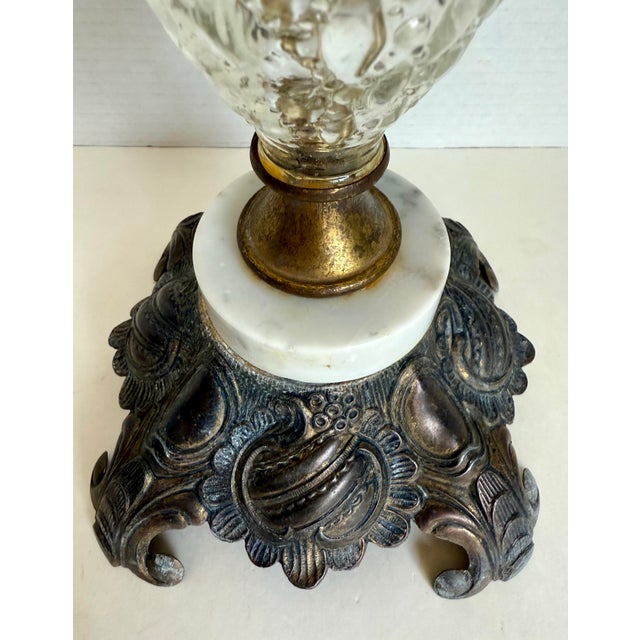 Metal Hollywood Regency Brass & Cut Glass Ashtray Stand With Crystals and Marble Base For Sale - Image 7 of 12