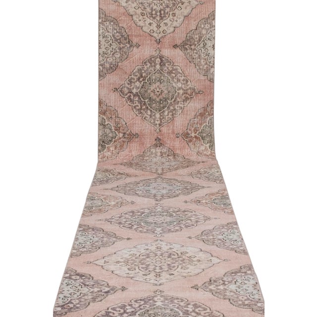 Mid-Century Modern Vintage Extra Long Turkish Runner With Soft Muted Color 2'10" X 22'8" For Sale - Image 3 of 13