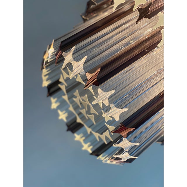 Contemporary Quadriedro Fumè and Clear Murano Glass Chandelier For Sale - Image 4 of 9