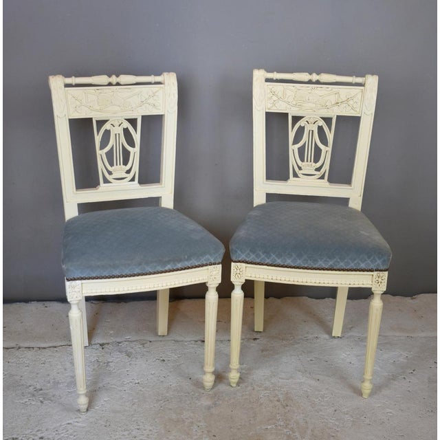 Blue Set of Antique French Bench and Chairs For Sale - Image 8 of 17