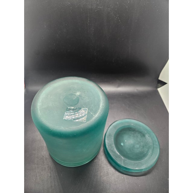 West Elm Recycled Green Glass Cannister, Vintage Recycled Emerald Green Glass For Sale - Image 4 of 4