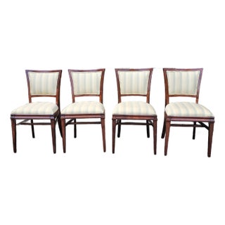 Mid 20th Century Federal Style Solid Mahogany Upholstered Dining Chairs, Refinished- Set of 4 For Sale