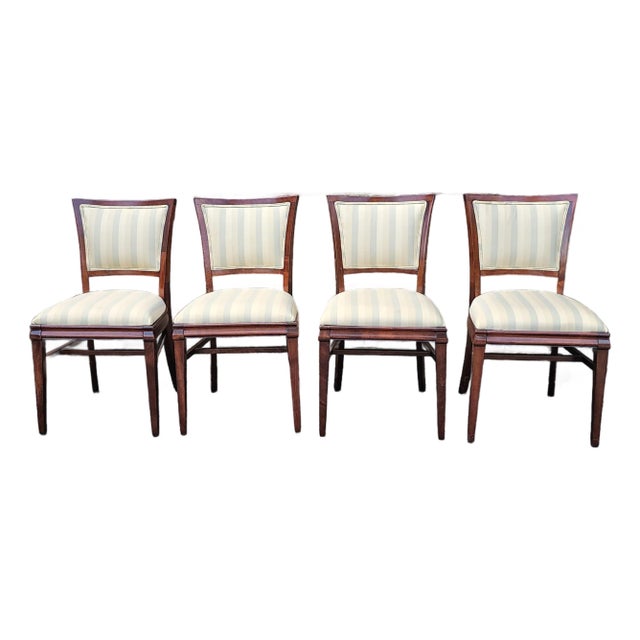 Mid 20th Century Federal Style Solid Mahogany Upholstered Dining Chairs, Refinished- Set of 4 For Sale