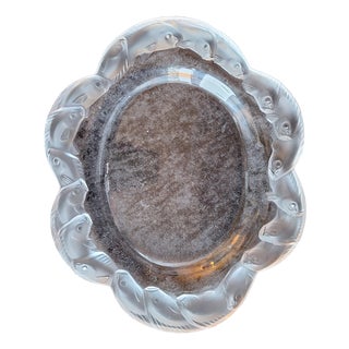 Vintage French Fish Serving Platter in Satin-Finished Crystal Glass by Lalique, 1970s For Sale