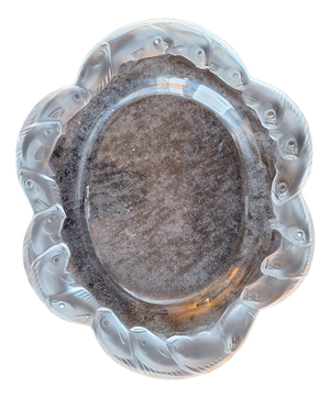 Vintage French Fish Serving Platter in Satin-Finished Crystal Glass by Lalique, 1970s