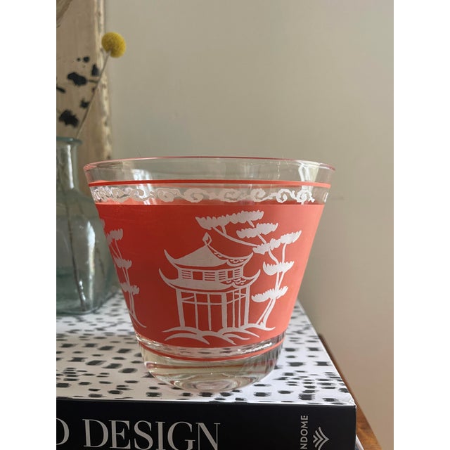 Vintage Pink Chinoiserie Glass Ice Bucket For Sale In Chicago - Image 6 of 8
