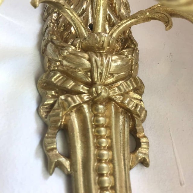 Antique Gilded Bronze Wall Lights, Set of 2 For Sale - Image 9 of 11