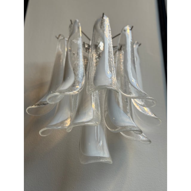 Mid-Century Modern White Murano Glass Prisms Wall Lamps, 2000, Set of 4 For Sale - Image 3 of 9