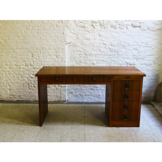 Small Art Deco Cubist Desk in Walnut Veneer, Belgium, 1930 For Sale - Image 14 of 16