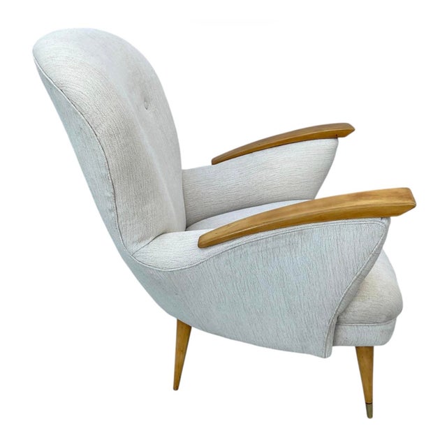 Mid 20th Century Danish Mid-Century Modern Armchairs, Wood & Upholstered, Pair, 1950s For Sale - Image 5 of 10