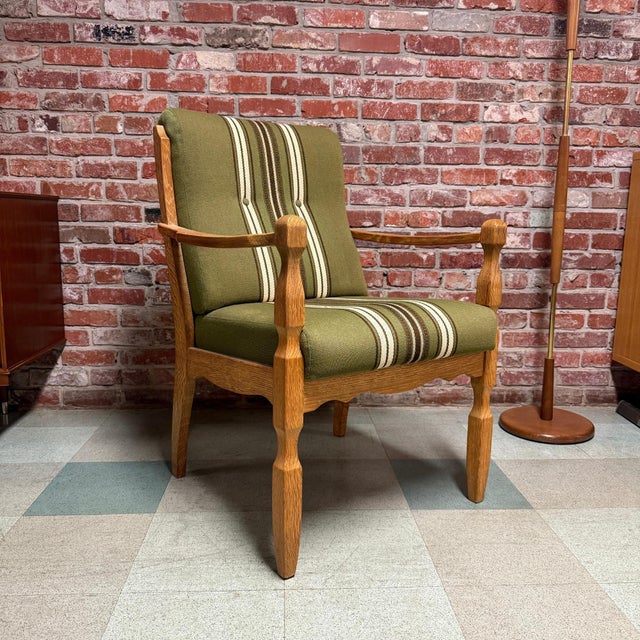 Olive Mid-Century Danish Brutalist Armchair Attributed to Henning Kjærnulf For Sale - Image 8 of 10
