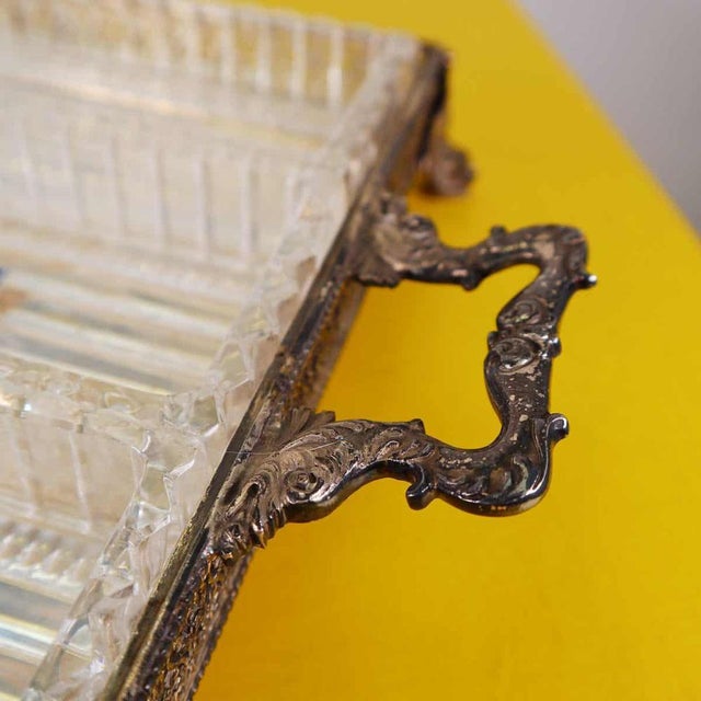 Vintage Glass Sauce Boat with 800 Stamped Silver Base For Sale - Image 3 of 9