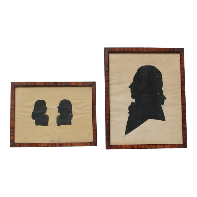Set of Two Eighteenth Century American Antique Framed Silhouettes For Sale