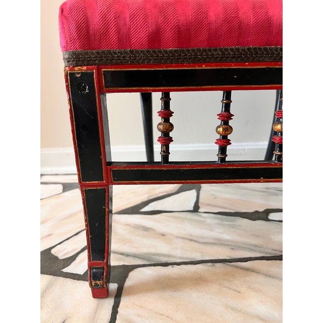 Antique Ebonized Lacquer Slipper Chair With Upholstered Seat For Sale - Image 12 of 12