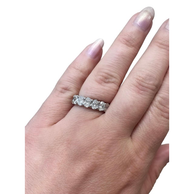 5.00 Carat Oval Diamond Eternity Band, Platinum, Size 6 For Sale - Image 4 of 4