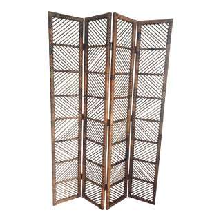 1960s Mid-Century Modern Rattan Room Divider Screen For Sale