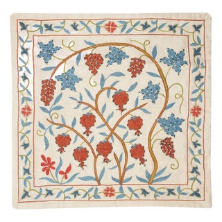 20"x20" All Silk Embroidered Cushion Cover. Handmade Pillowcase. New Toss Pillow For Sale