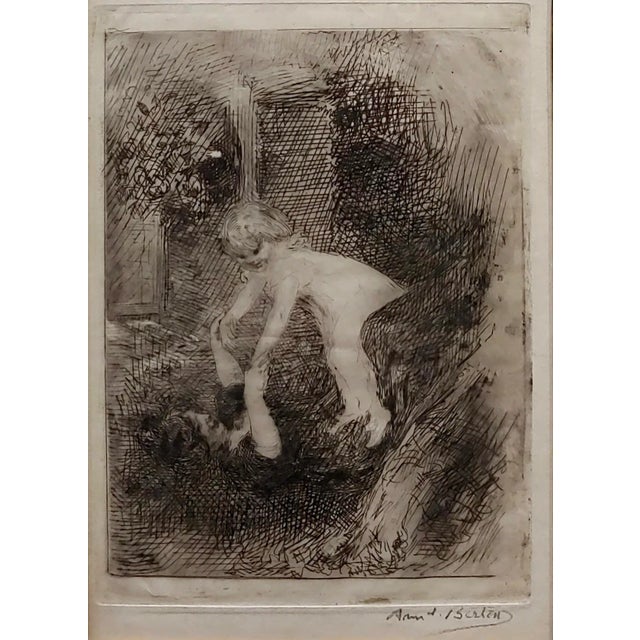 French Armand Berton - Mother & Child - Original Etching -C1900s For Sale - Image 3 of 9