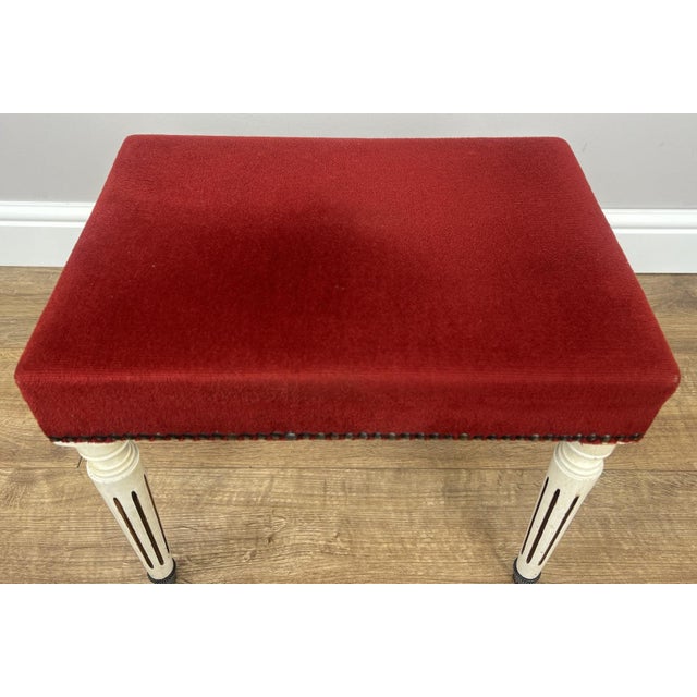 Gold Vintage French Upholstered Ottoman For Sale - Image 8 of 9