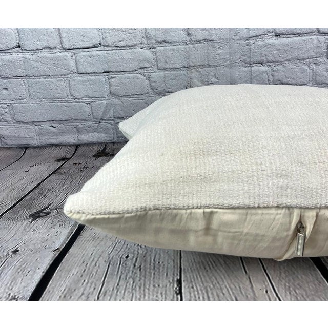 20 x 20 Hemp Pillow Turkish Cushion Natural Grayish White Pillow Cushion Cover For Sale - Image 4 of 4