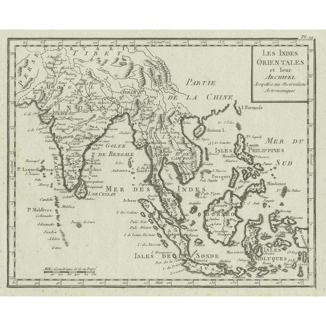 Antique map titled 'Les Indes Orientales et leur Archipel'. Original antique map of India, the East Indies and the...