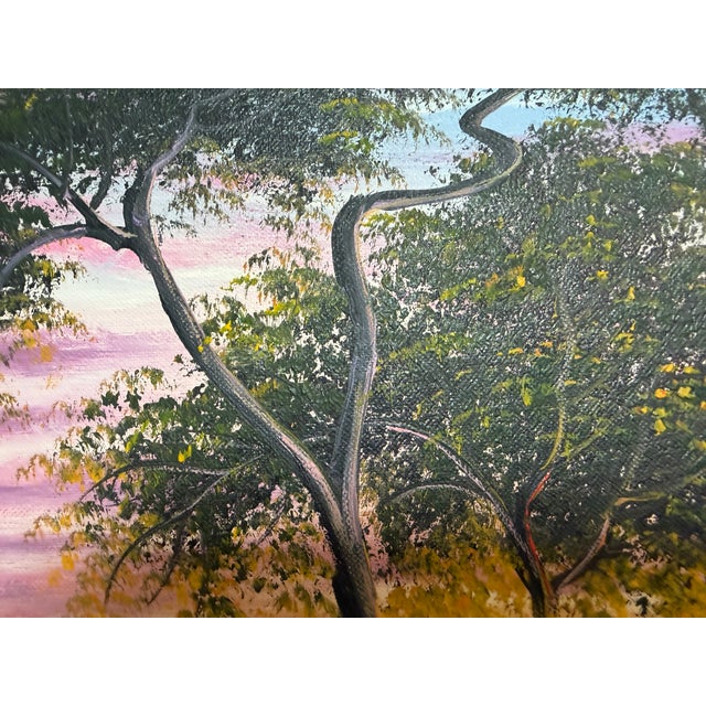 Early 21st Century M Gordon Signed Oil Painting Tropical Sunset Seascape Ocean Landscape Framed For Sale - Image 5 of 12