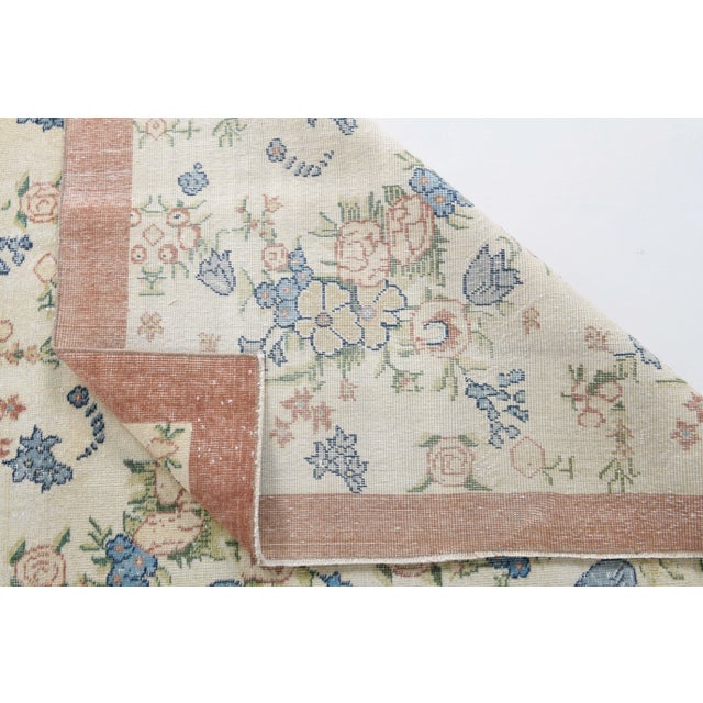 Vintage Turkish Oushak Handmade Wool Cotton Beige Area Rug For Sale - Image 10 of 11