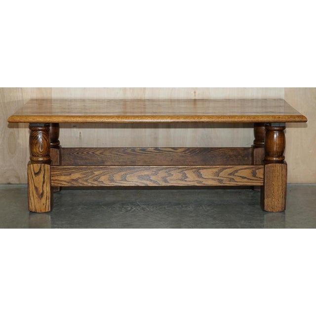 English Edwardian Refectory Style Coffee Table in Oak, 1960s For Sale - Image 15 of 17