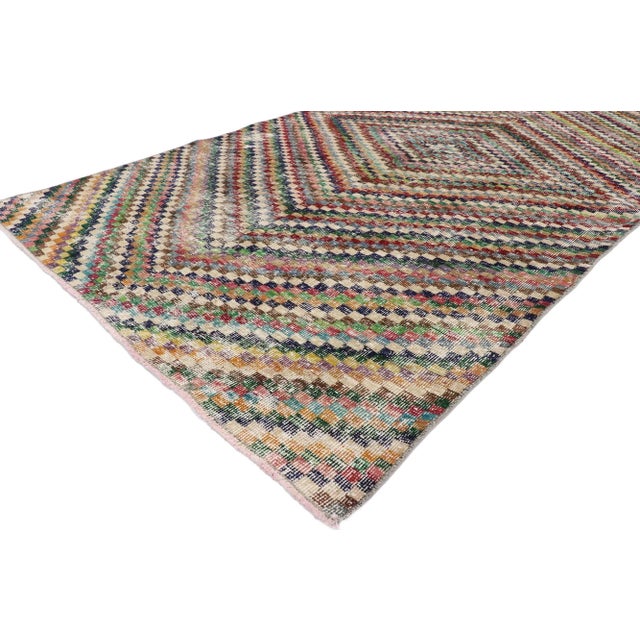 Shabby Chic Vintage Turkish Sivas Rug, 04'10 X 08'04 For Sale - Image 3 of 10