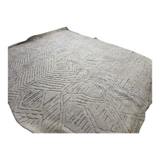 Rh Halima Hand-Knotted Wool Rug — 12' × 15' Marled Ivory / Latte | Undyed Wool | High-Low Texture For Sale