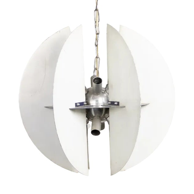 Space Age Ivory Metal Chandelier For Sale