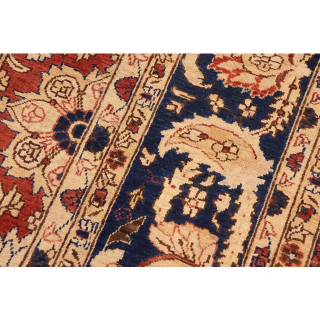 Textile Shabby Chic Ziegler Rust Blue Hand-Knotted Wool Rug - 10'2'' X 13'10'' For Sale - Image 7 of 8