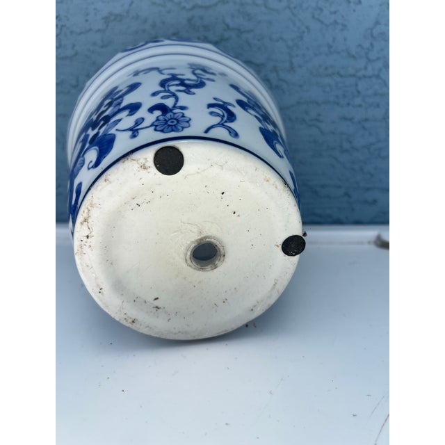 Mid 20th Century Vintage Blue and White Jardinere Planter For Sale - Image 5 of 5