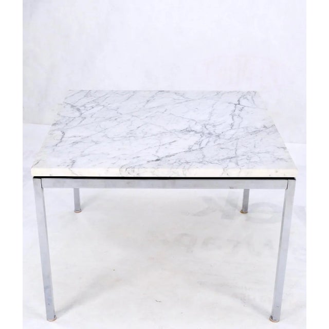 Florence Knoll Florence Knoll Square Marble Top Solid Chrome Base Side End Coffee Center Table For Sale - Image 4 of 13